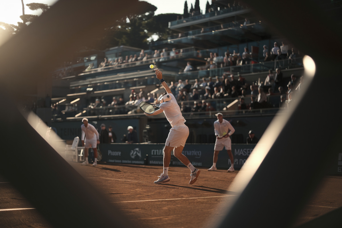 Joueurs de tennis en compétition sur les courts du Masters 1000 de Rome