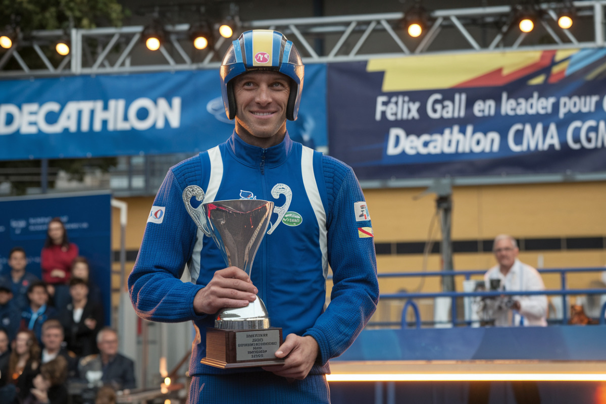 Félix Gall en maillot de leader jaune-rose lors du Tour d'Italie 2025