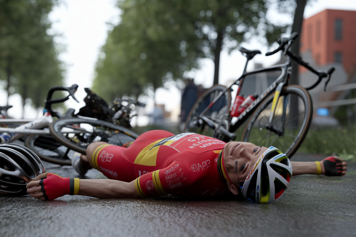 Un cycliste sur son vélo, arrêt brutal d'une carrière prometteuse, hommage émouvant.