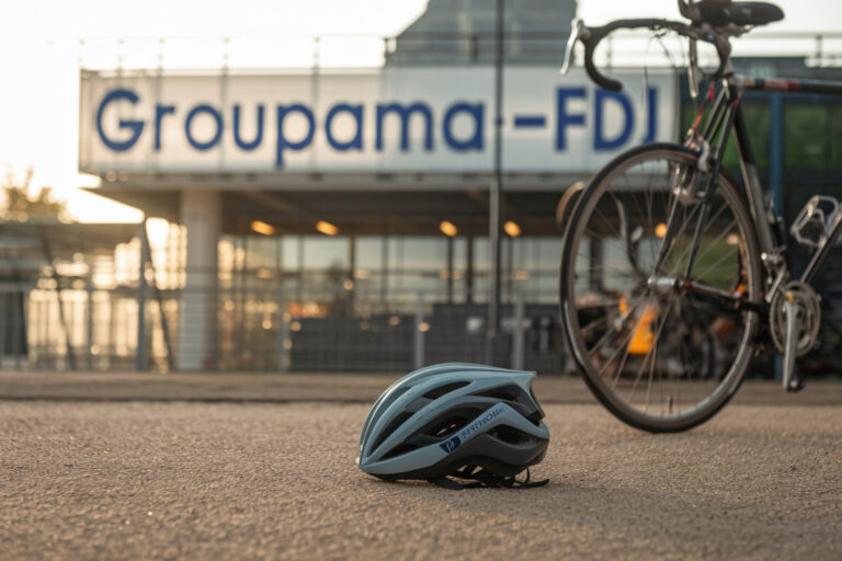 Cycliste Grégoire en tenue Groupama-FDJ signant son nouveau contrat