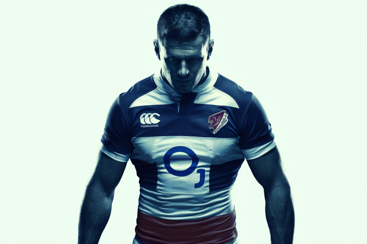 Joueur de rugby à l'ouverture en maillot de l'UBB lors d'un match