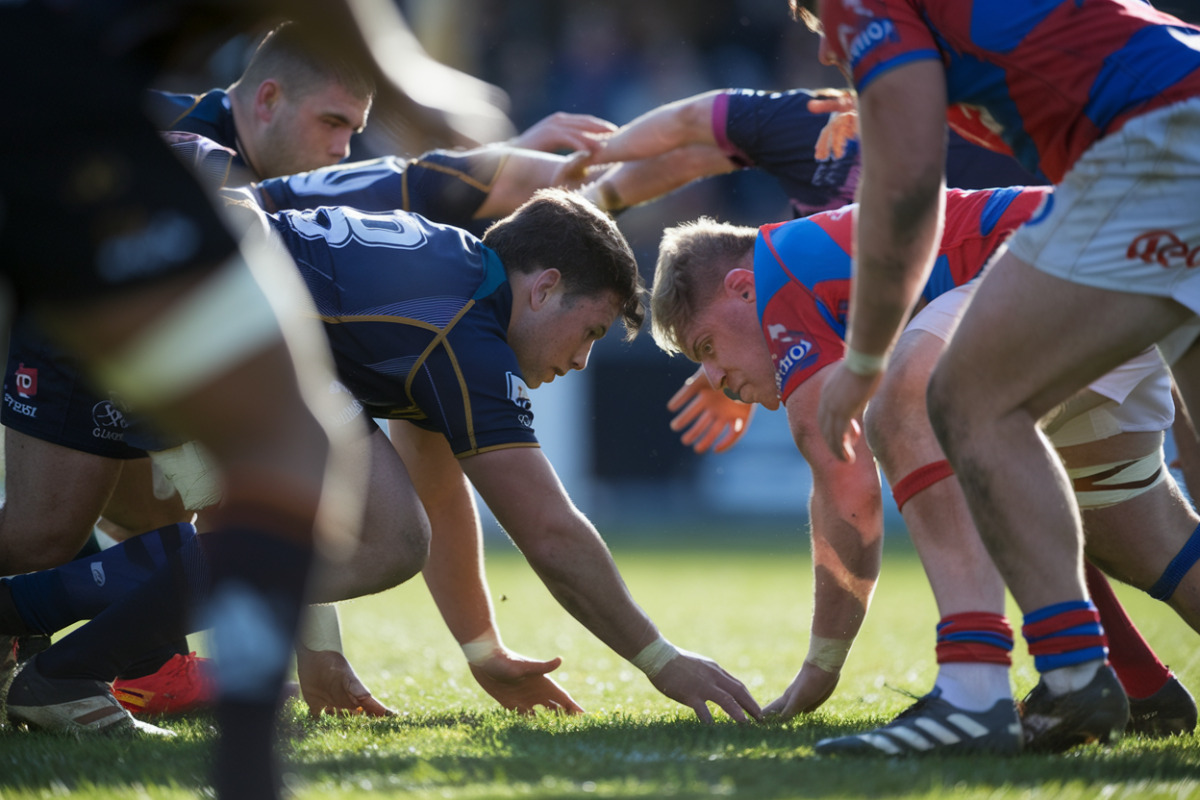 Joueurs de rugby en mêlée intense, UBB et Clermont s'affrontent pour les places Top 14.