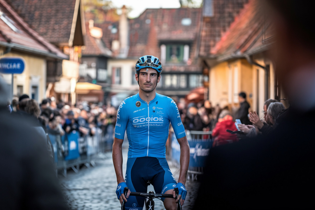 Paul Seixas, cycliste fatigué après effort, visage déterminé avant attaques finales imminentes.