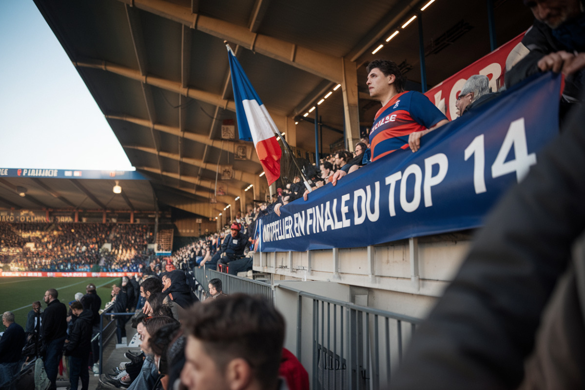Montpellier célèbre sa qualification en finale du Top 14 de rugby.