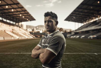 Esteban Capilla, leader du rugby bayonnais, adressant un message motivant à son équipe.