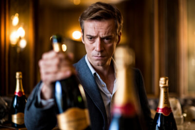 Des tennismen espagnols célèbrent avec trois bouteilles de champagne prestigieux débouchées.
