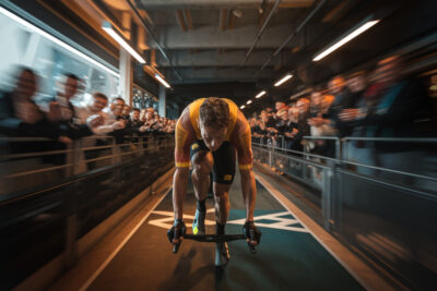 Philipsen levant les bras en célébrant sa victoire d'étape au cyclisme en 2024.