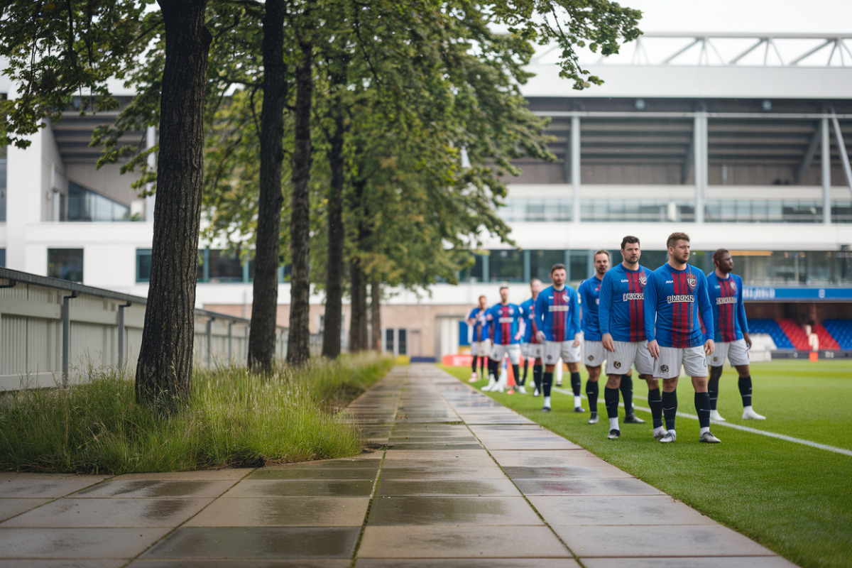 Trois joueurs de rugby français alignés ensemble sur le terrain d'entraînement, symbole de la stratégie de Galthié.