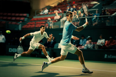 Djokovic et Sinner s'affrontent sur le court central de Wimbledon, duel spectaculaire entre titans.