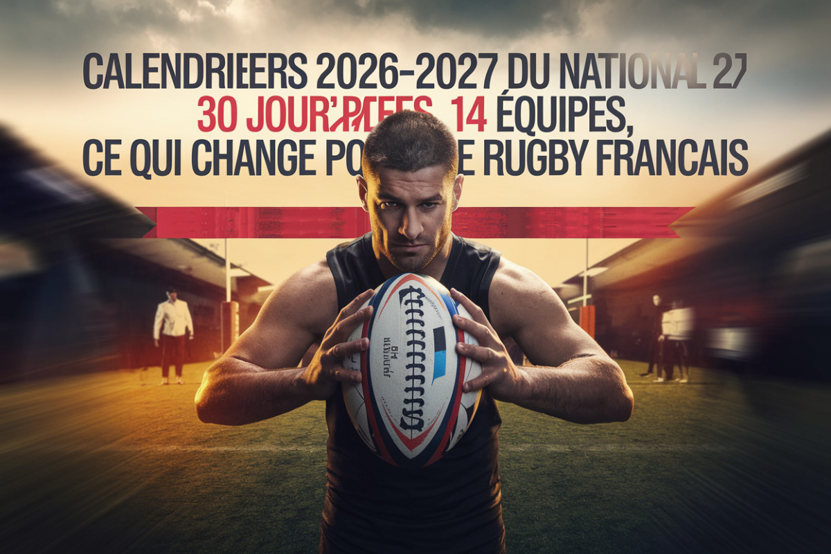 Calendrier affiché montrant les 30 journées du National 2 rugby avec ses 14 équipes.
