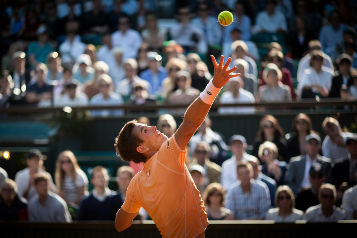 Rinderknecht et Djokovic s'affrontent sur le court de tennis pendant leur match intense.
