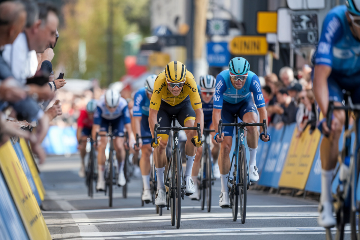 Pogacar et Alaphilippe en tête du peloton sur route de montagne du Tour 2024.