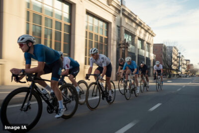 Cyclistes professionnels signant contrats transfert, documents mercato sur table réunion.