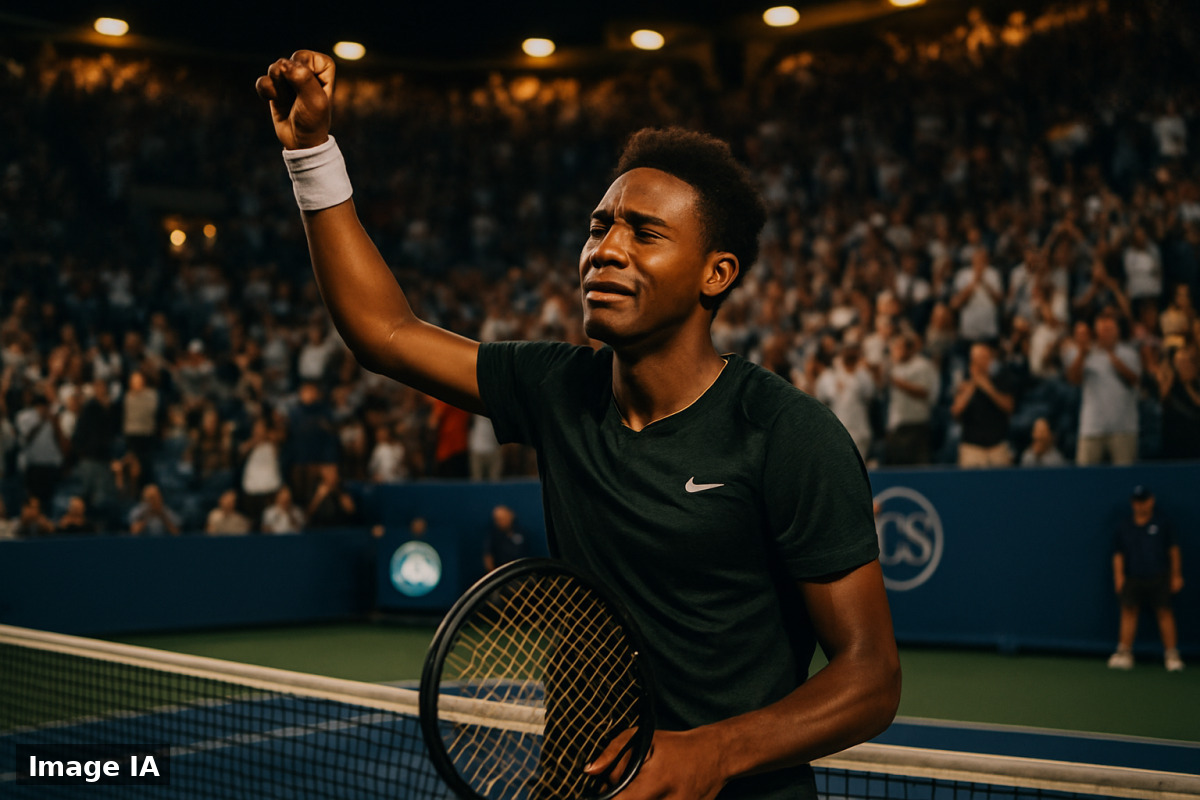 Arthur Fils soulève le trophée du Masters 1000 de Cincinnati après sa victoire.