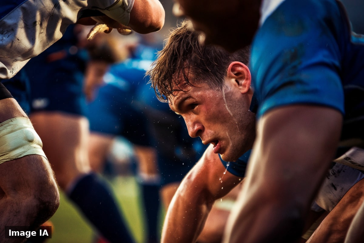 Joueurs de l'USAP célébrant leur victoire 24-21 contre Biarritz en match amical.