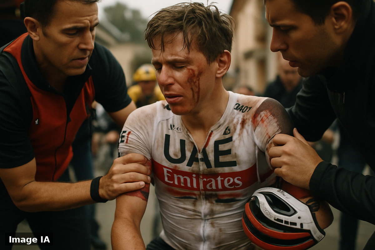 Cédric Coquard franchit la ligne d'arrivée, bras levés, après sa victoire au sprint.