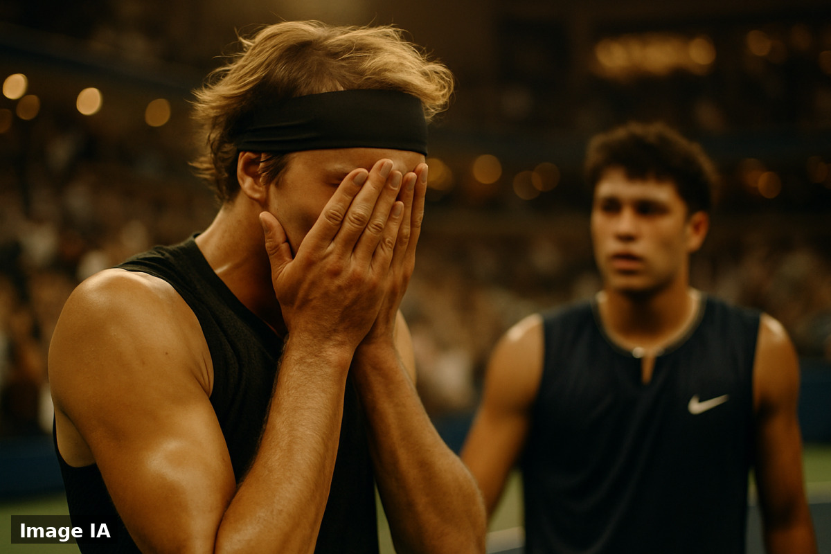 Zverev tient le trophée de l'US Open 2026 après sa victoire contre Shelton au tennis.