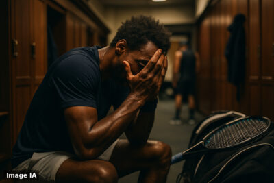 Gaël Monfils quittant le court de l'US Open après son élimination au deuxième tour.