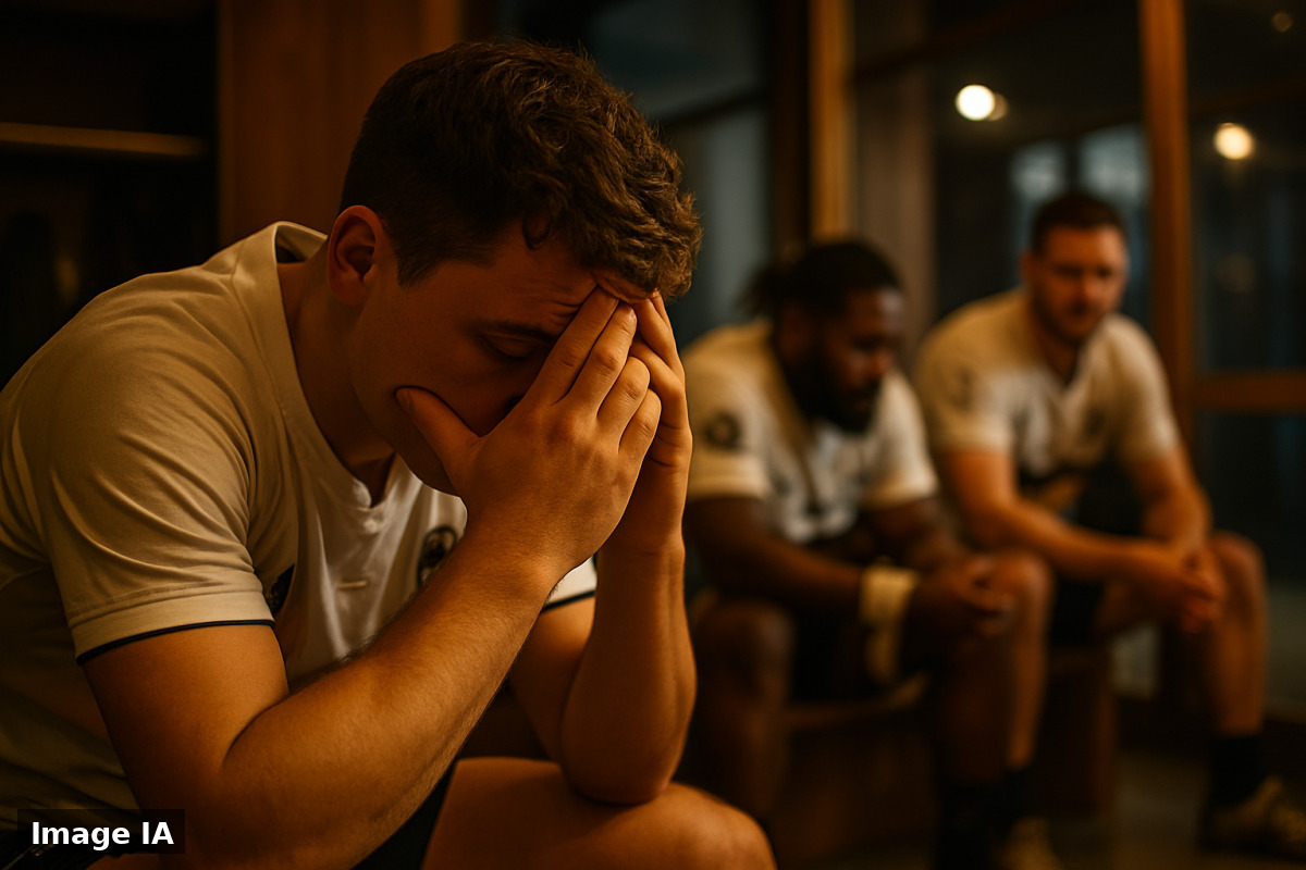 Les joueurs de La Rochelle déçus après leur défaite contre Pau en Top 14.