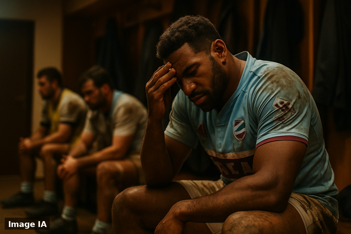 Le rugbyman Yohan Orabé expulsé du terrain lors du match Bayonne contre Pau.