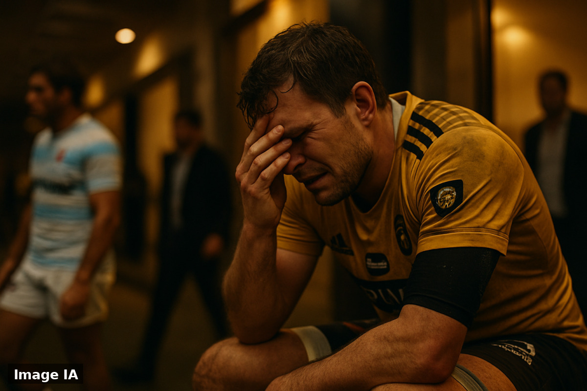 Stade Marcel-Deflandre : joueurs du Racing 92 célèbrent leur victoire contre La Rochelle au rugby.