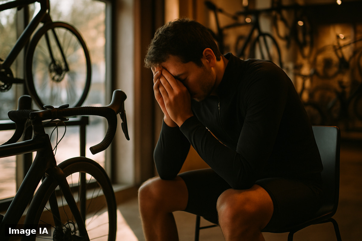 Émilien Jacquelin en tenue de cycliste sur son vélo de route en compétition.