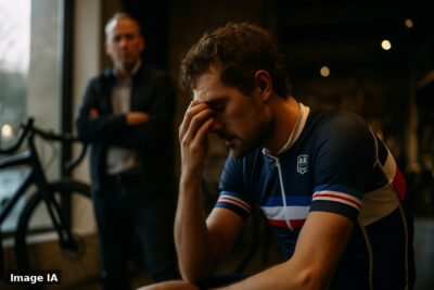 Paul Seixas en tenue de cycliste aux couleurs de la France à Montréal.