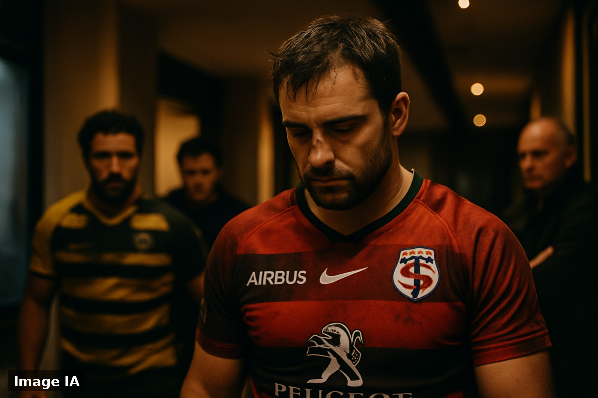 Joueurs du Stade Toulousain et La Rochelle en action lors du match Top 14.