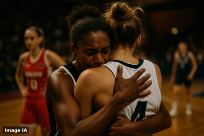 Les basketteuses françaises célèbrent leur victoire écrasante contre la Hongrie à la Coupe du monde.