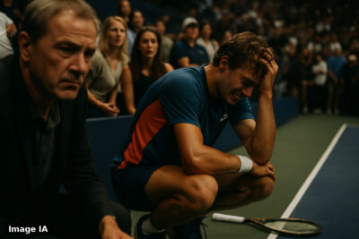 Arthur Gea jouant en huitièmes de finale de l'US Open après repêchage lucky loser.