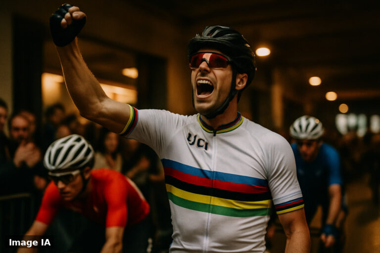 Cyclistes en tenue de compétition alignés avant la course mondiale montréalaise 2026.
