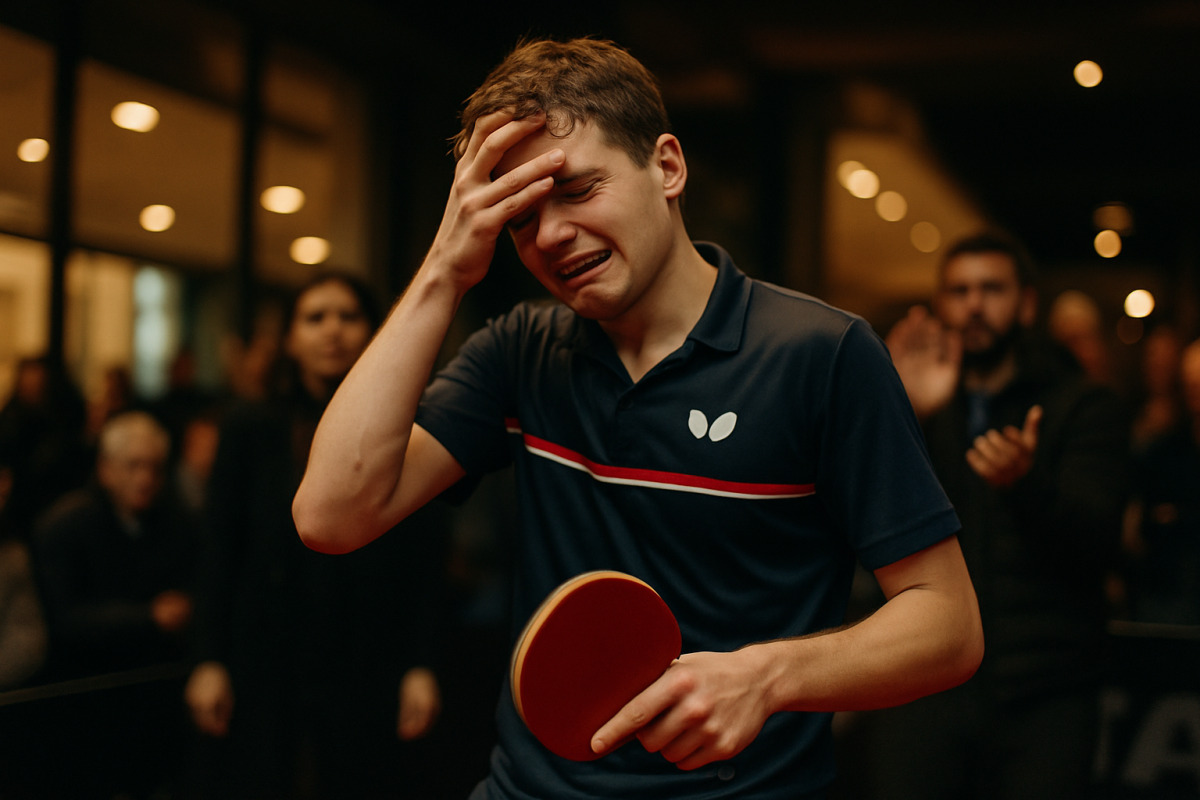 Félix Lebrun frappant une balle de tennis au WTT China Smash de Pékin.