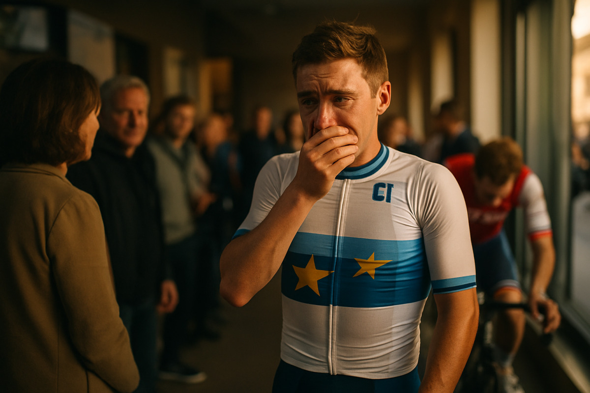 Remco Evenepoel franchissant la ligne d'arrivée à Sencur, devant Ciccone en photo-finish serrée.