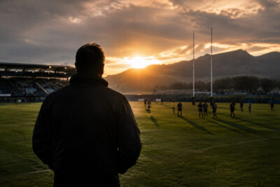 Philippe Saint-André serre des mains au stade Maurice-David, Provence Rugby