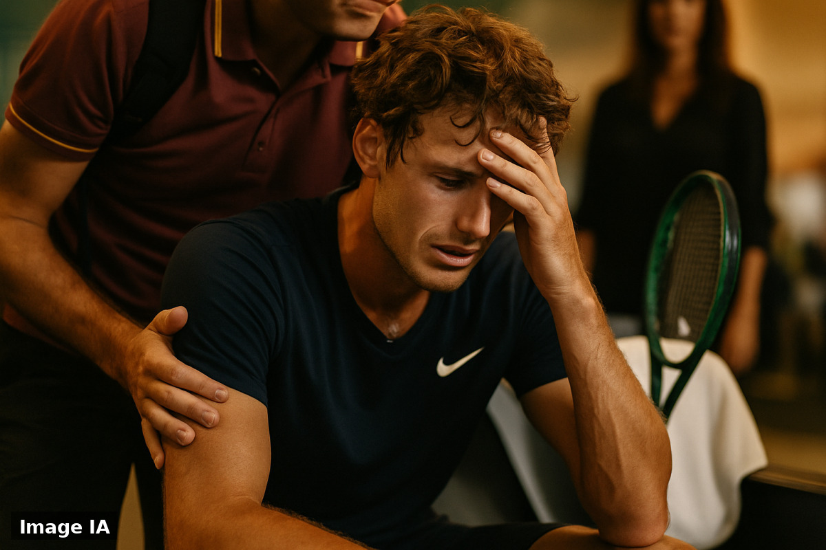 Arthur Gea quitte le court de Shanghai, visiblement gêné par une blessure musculaire.