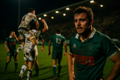 Les joueurs de Pau célèbrent leur victoire au stade du Hameau contre Castres.
