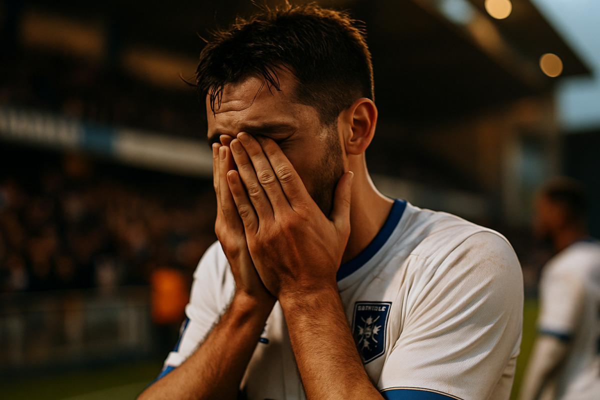 Estéban Lepaul célèbre son essai marqué à Auxerre en rugby.