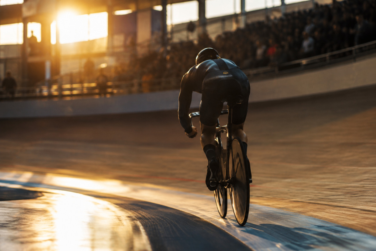 Adjudant Cédric roule sur piste à Roubaix, record heure 43,250 km