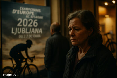 Cyclistes en compétition sur route à Ljubljana lors des Championnats d'Europe 2026.