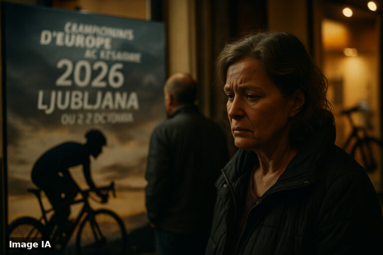 Cyclistes en compétition sur route à Ljubljana lors des Championnats d'Europe 2026.